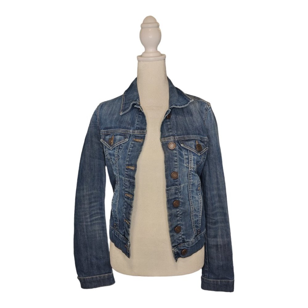 Aqua for Bloomingdales Womens Jean Jacket Blue Denim Button Cropped Size S